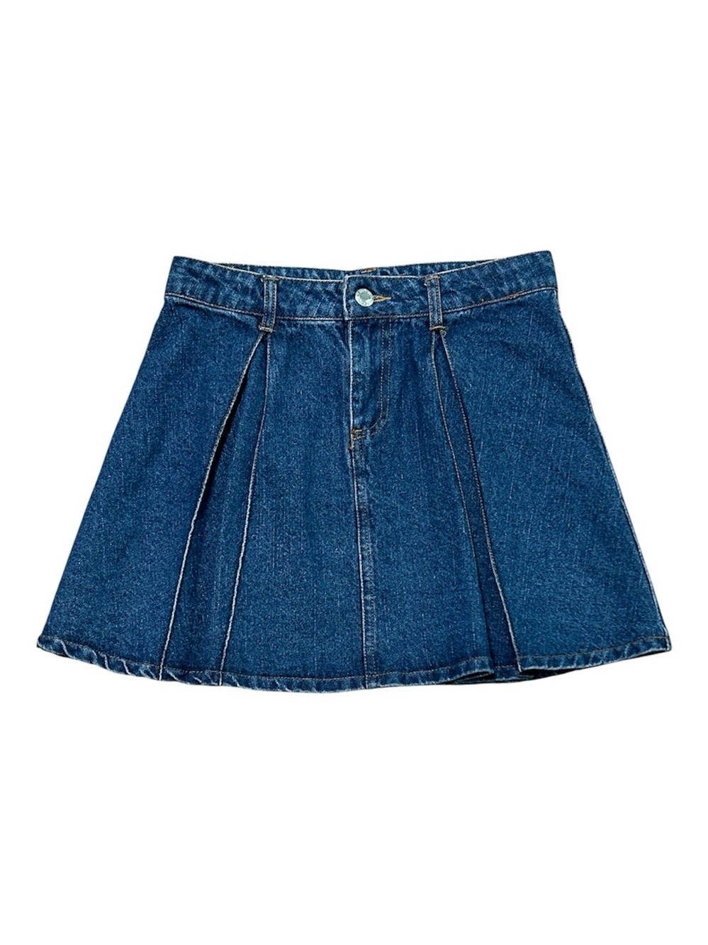 Kensie Girl Dark Blue Denim Pleated Skater Skirt Size L Coastal Girl Denim Skirt